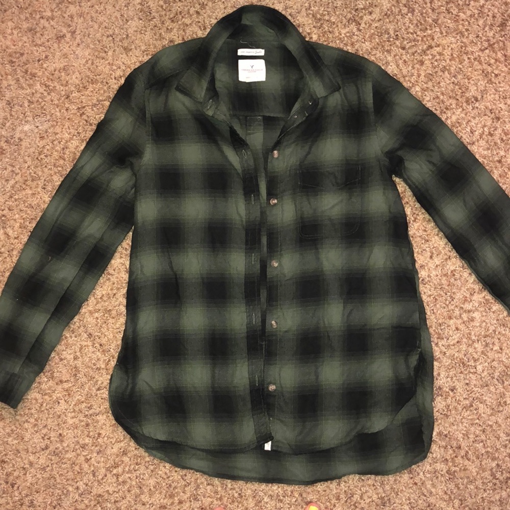AEO green flannel
